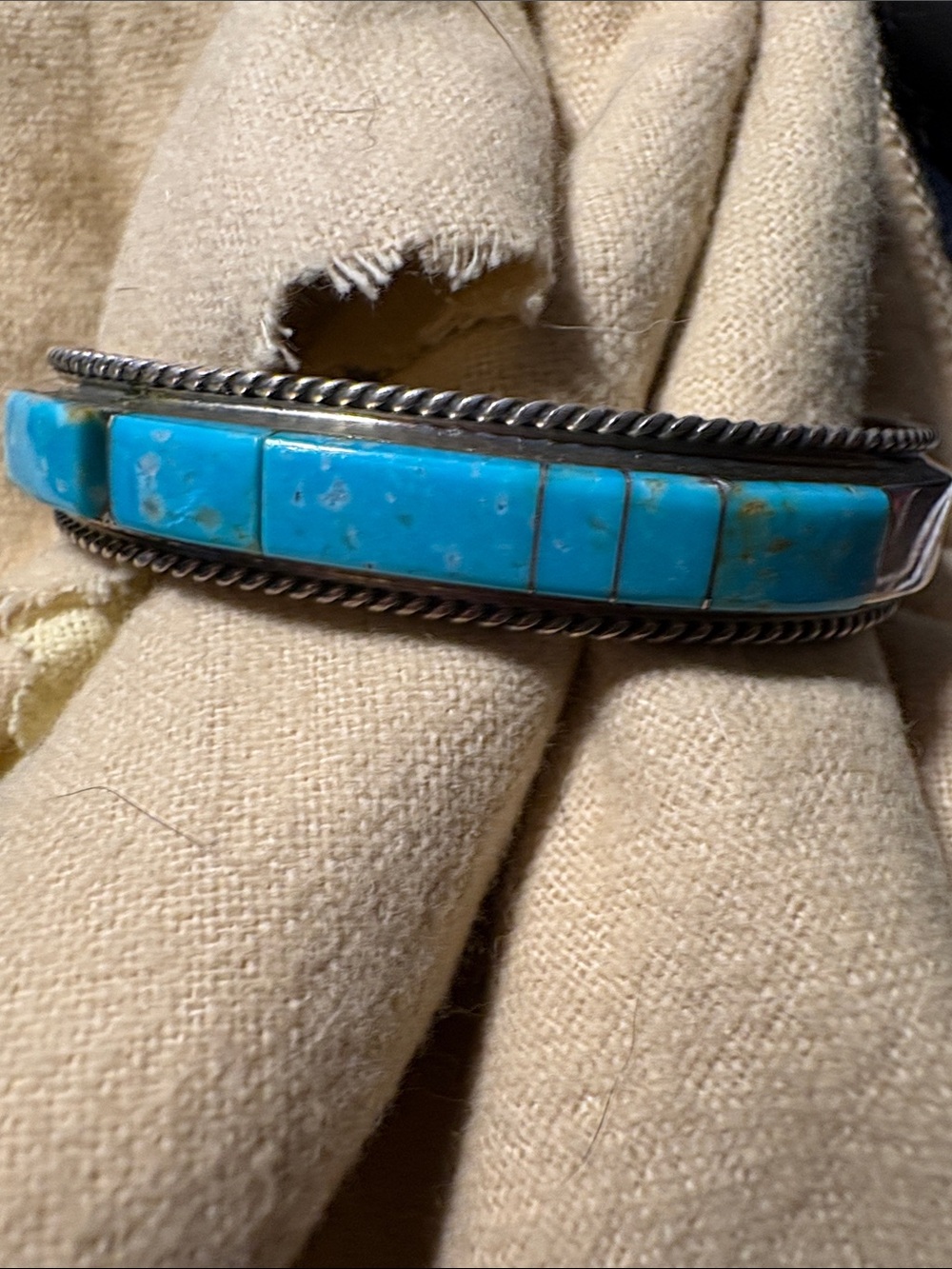 Turquoise Inlay Sterling Silver Cuff Bracelet - Turquoise